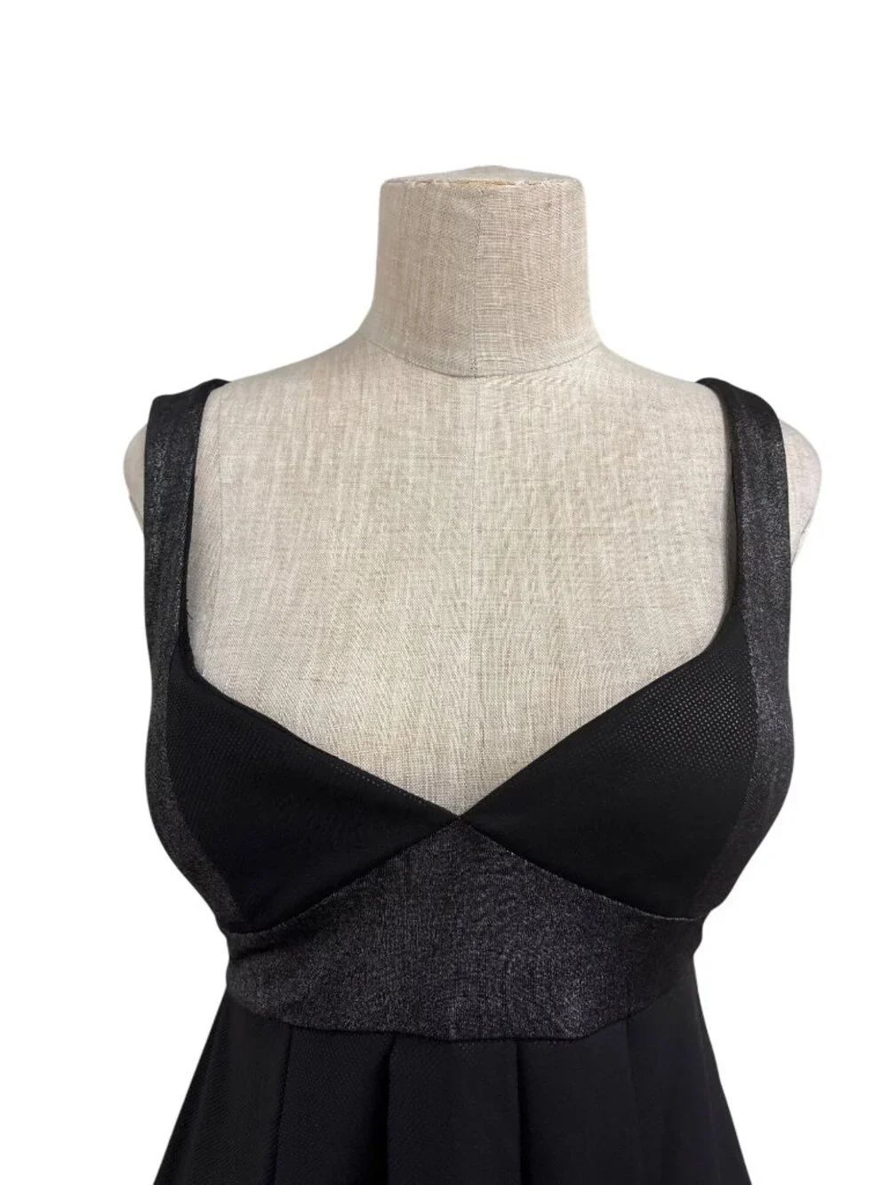 Max Rave Black Metallic Silver Empire Waist Dress With Tie-Back Design Size S - Picture 7 of 11